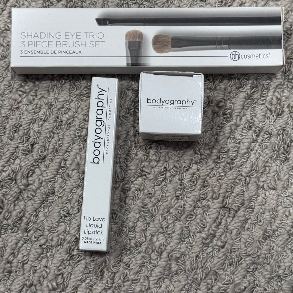 Bodyography Lip Lava Liquid Lipstick in Neutral Beige + Shading Eye Brush Trio
